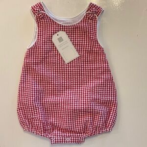 Lil Cactus Red and White Gingham Bubble Romper Size 6-12M